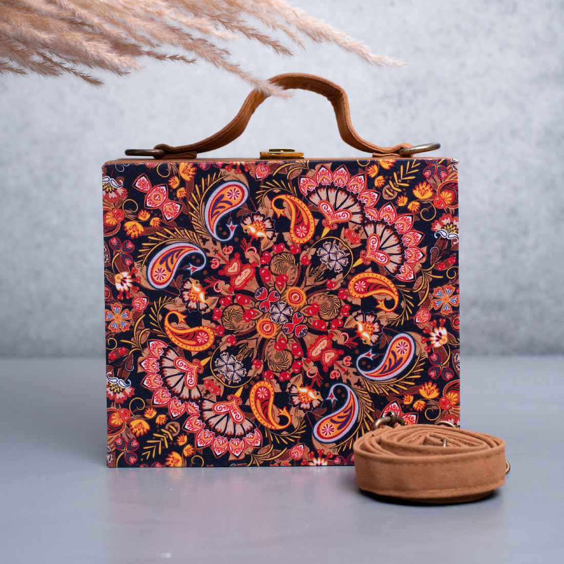 Artklim Paisley Printed Suitcase Style Clutch