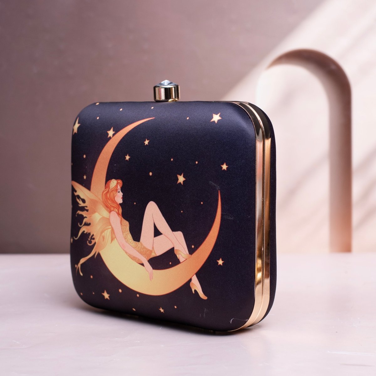 Moonlight Princess Portrait on Star Navy Blue Background