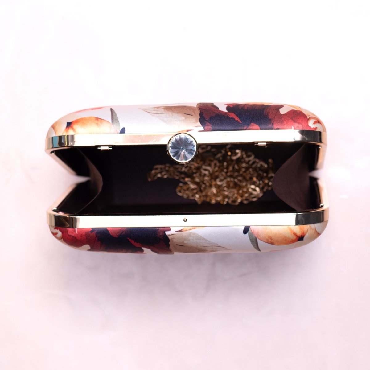 Artklim Yellow and Red Floral Printed Clutch