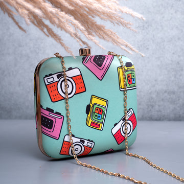 Funky Camera Printed Clutch