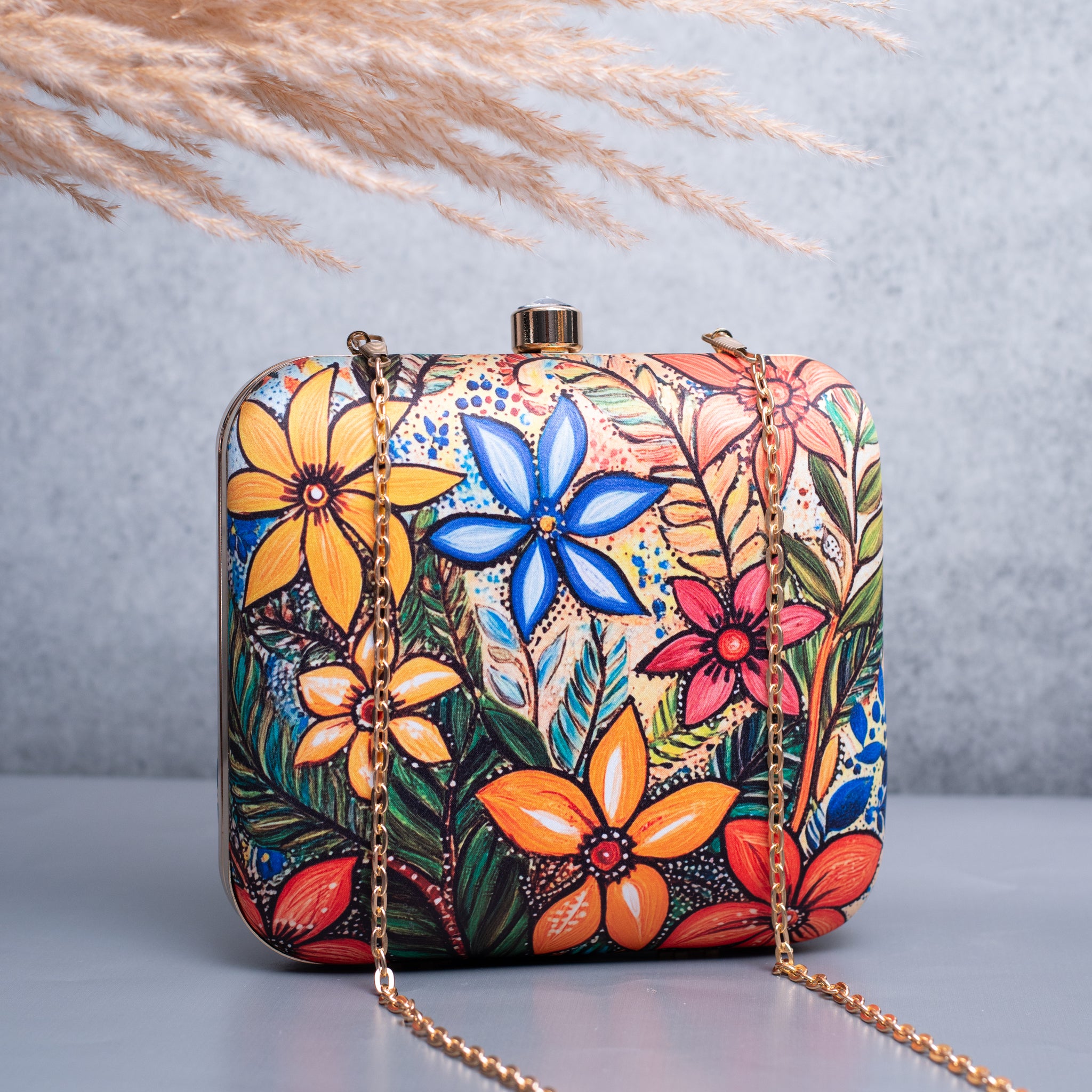 Artklim Multicolored Floral Printed Clutch