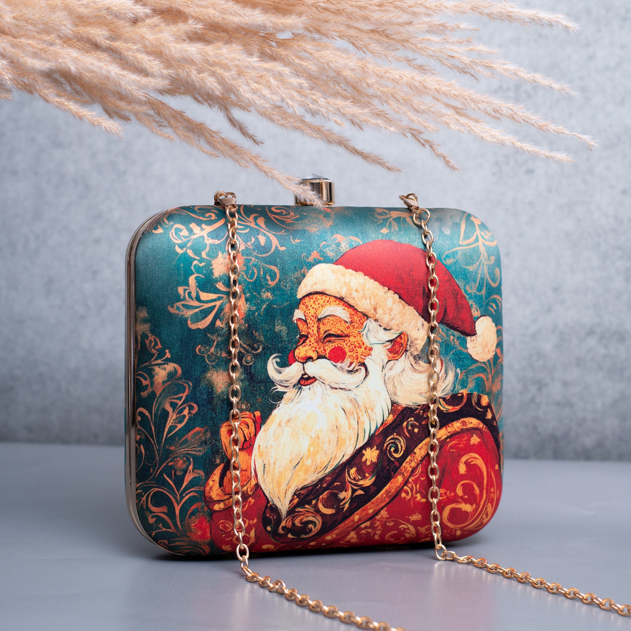 Artklim Santa Claus Printed Clutch