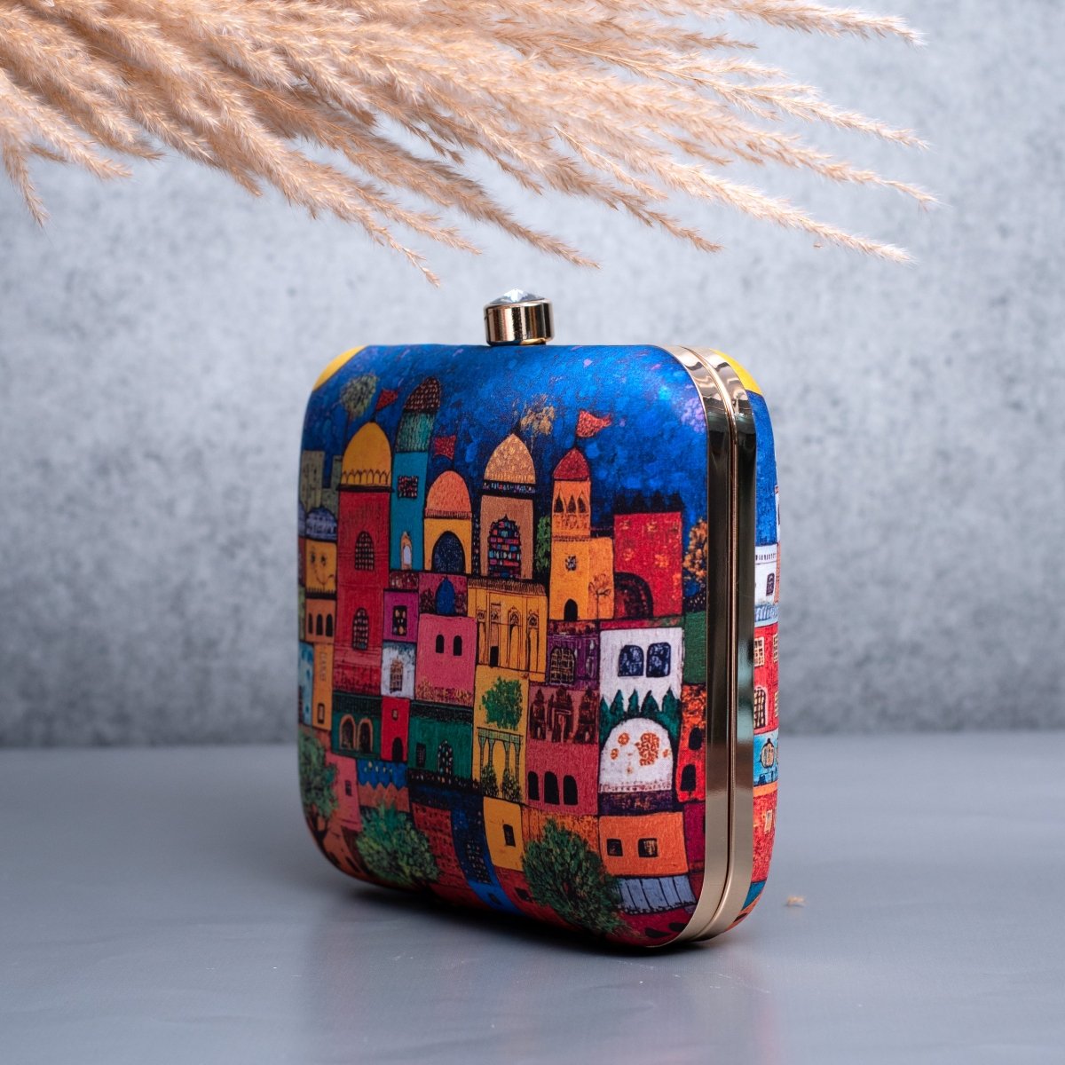 Artklim Multicolored Tombes Printed Clutch
