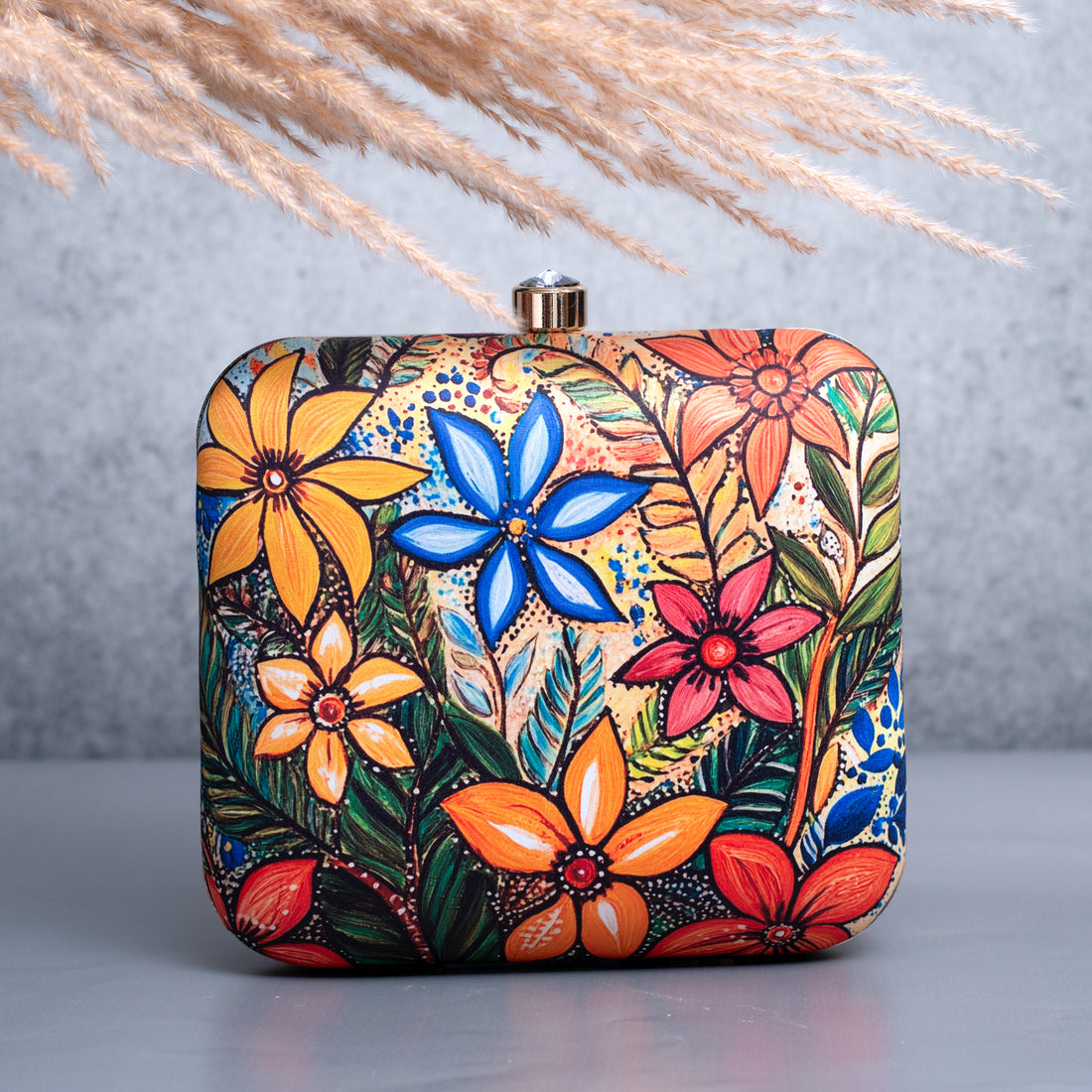 Artklim Multicolored Floral Printed Clutch