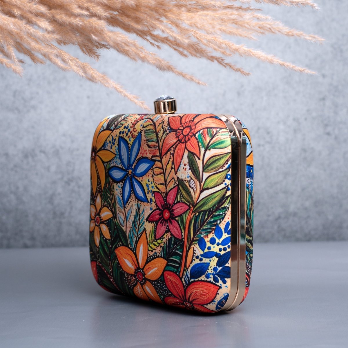 Artklim Multicolored Floral Printed Clutch