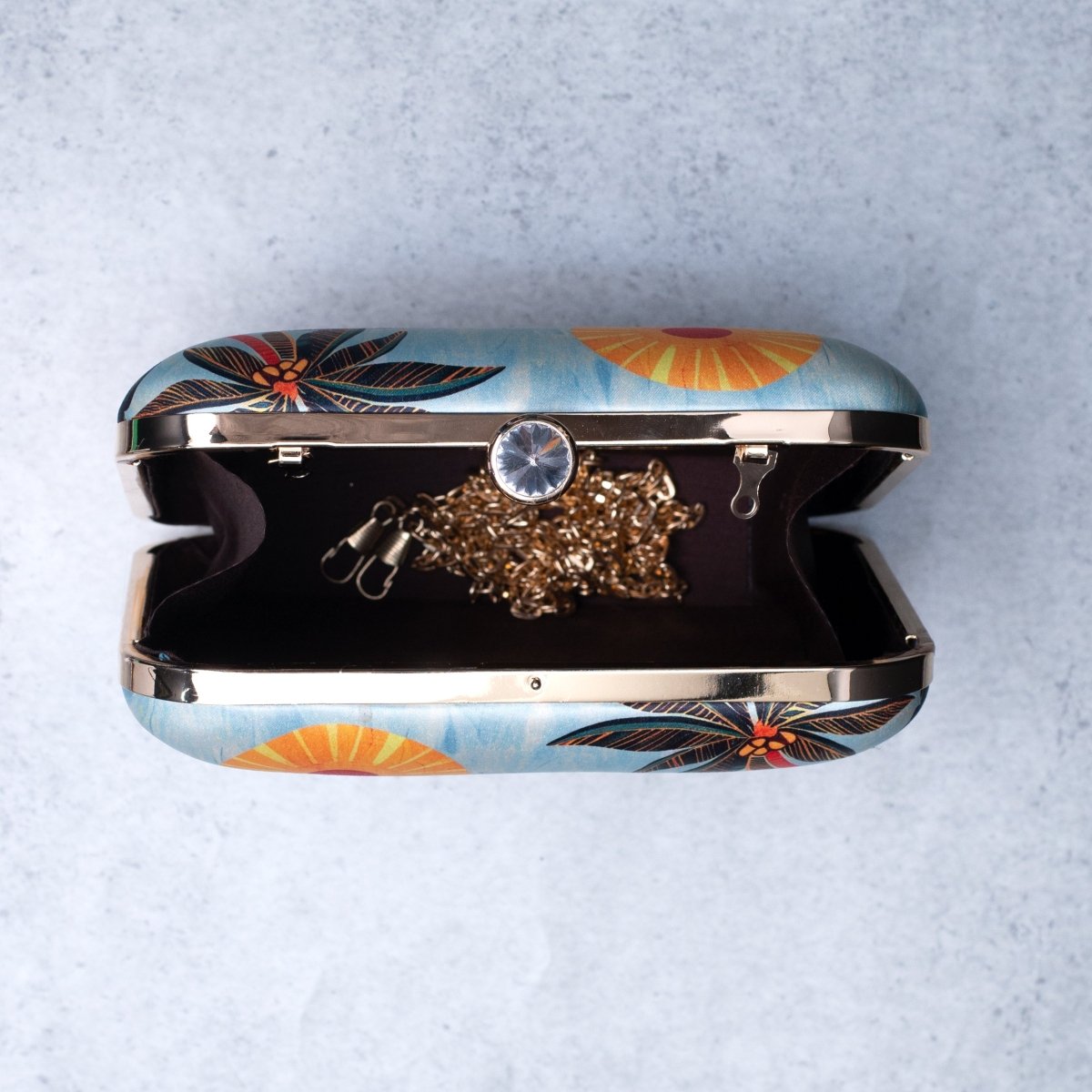 Artklim Blue Based Beach Scene Printed Clutch