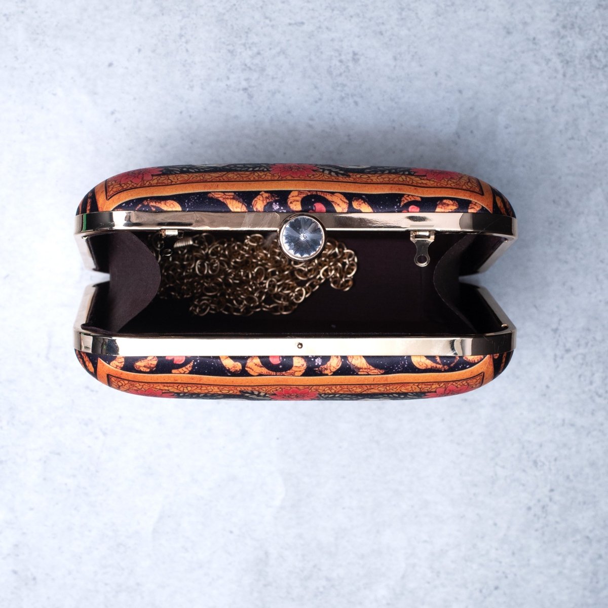Artklim Black Based Flamingo Printed Clutch