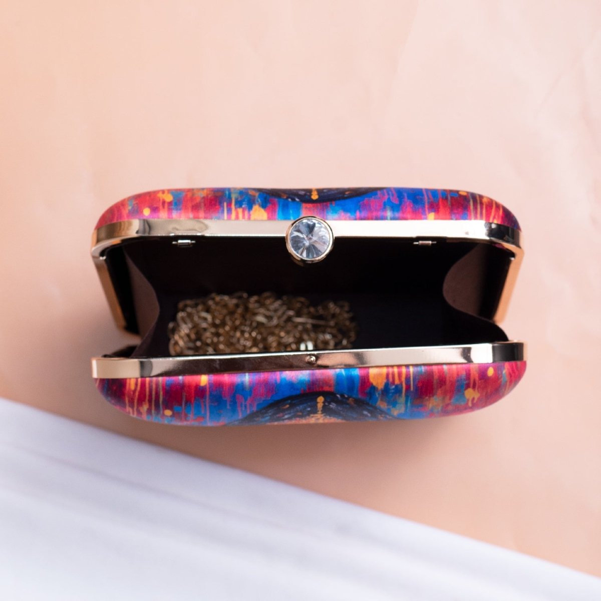 Artklim Multicolored Indian Woman Portrait Printed Clutch