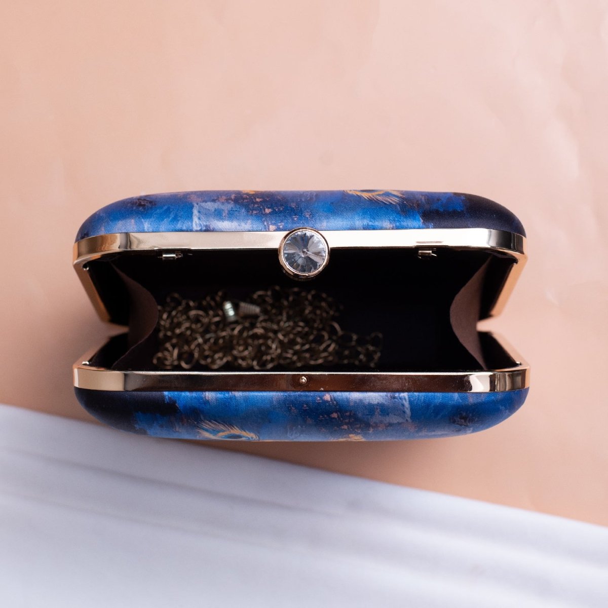 Artklim Blue Based Majestic Krishna Printed Clutch