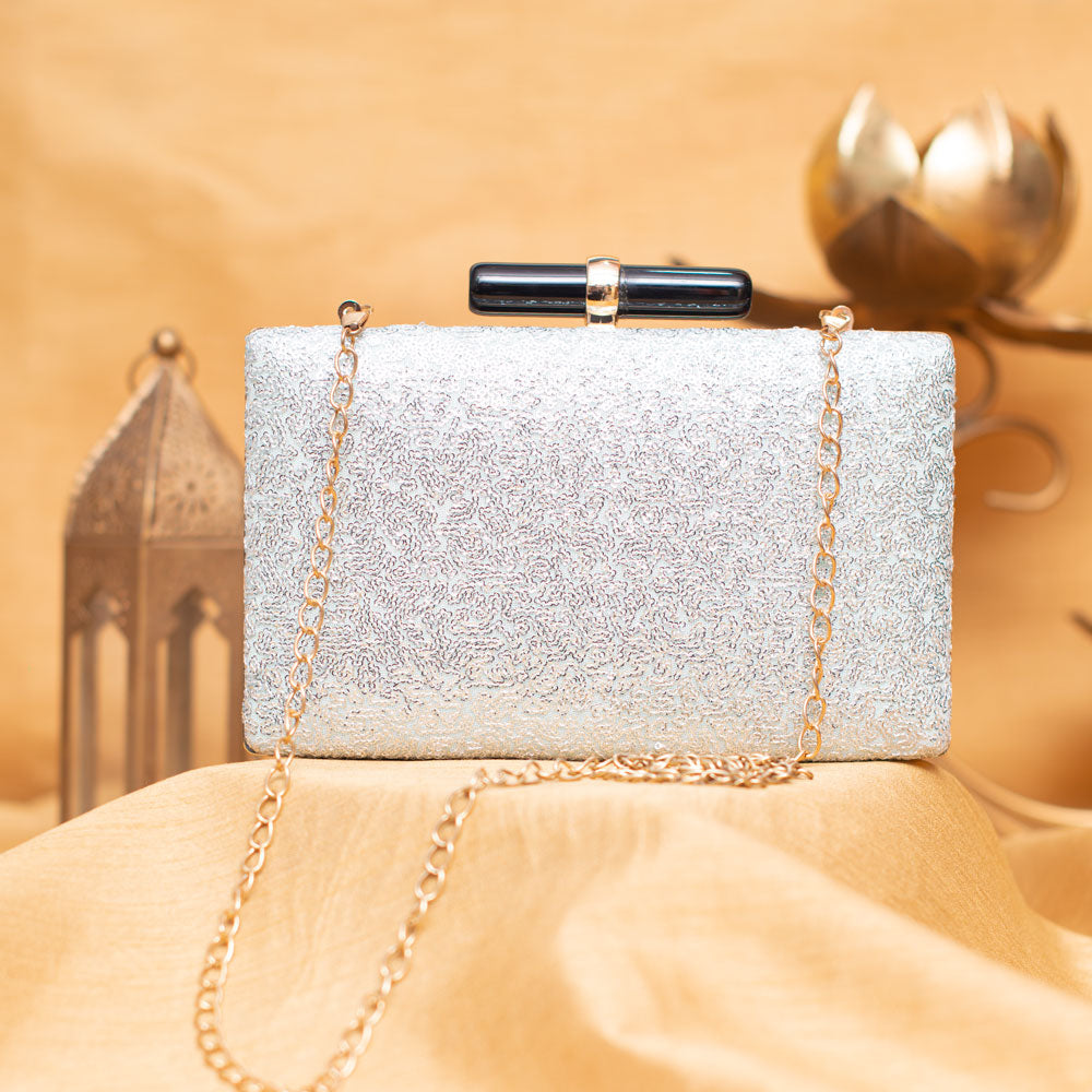 Artklim Shiny Silver Rectangular Clutch