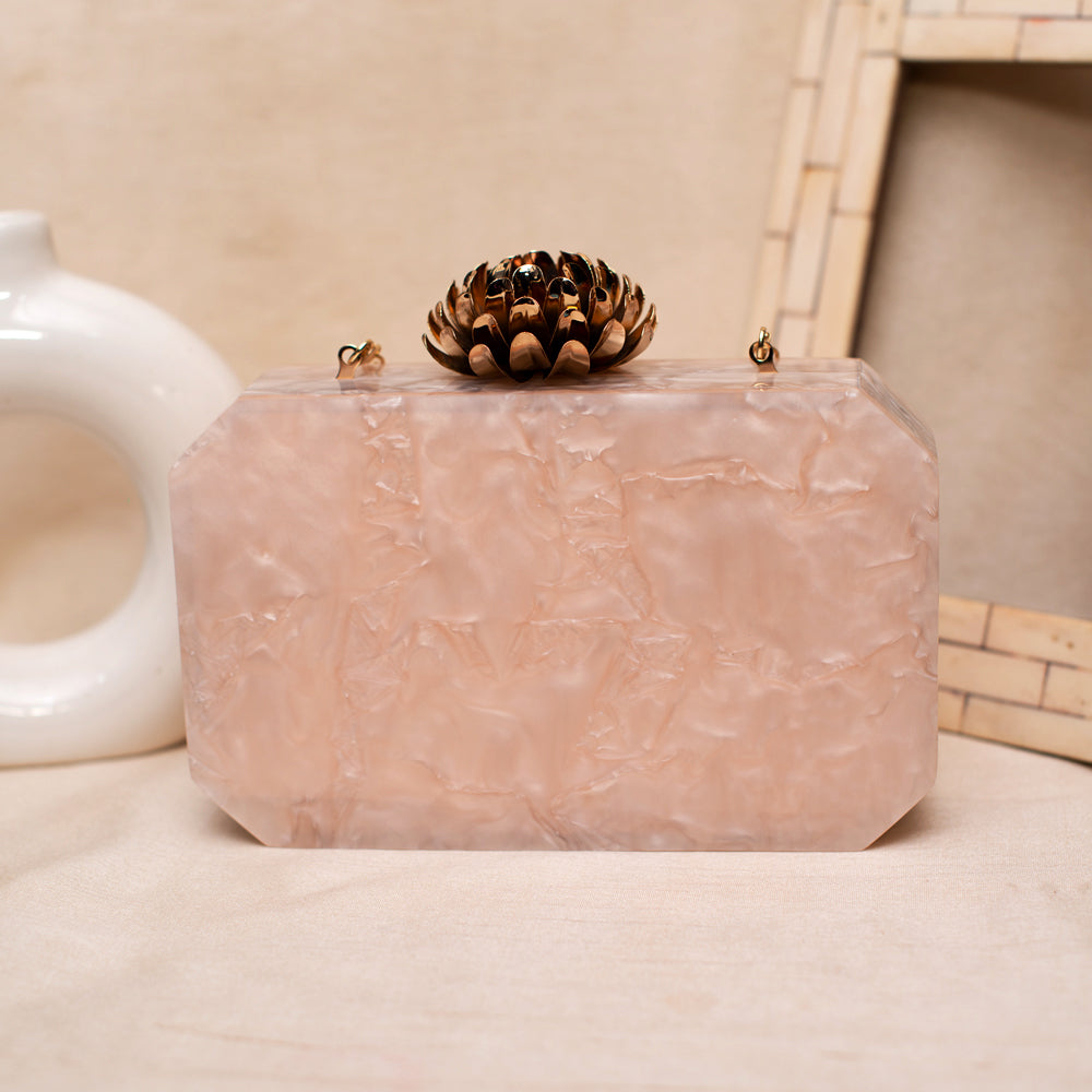 Artklim Baby Pink Stone Acrylic Clutch