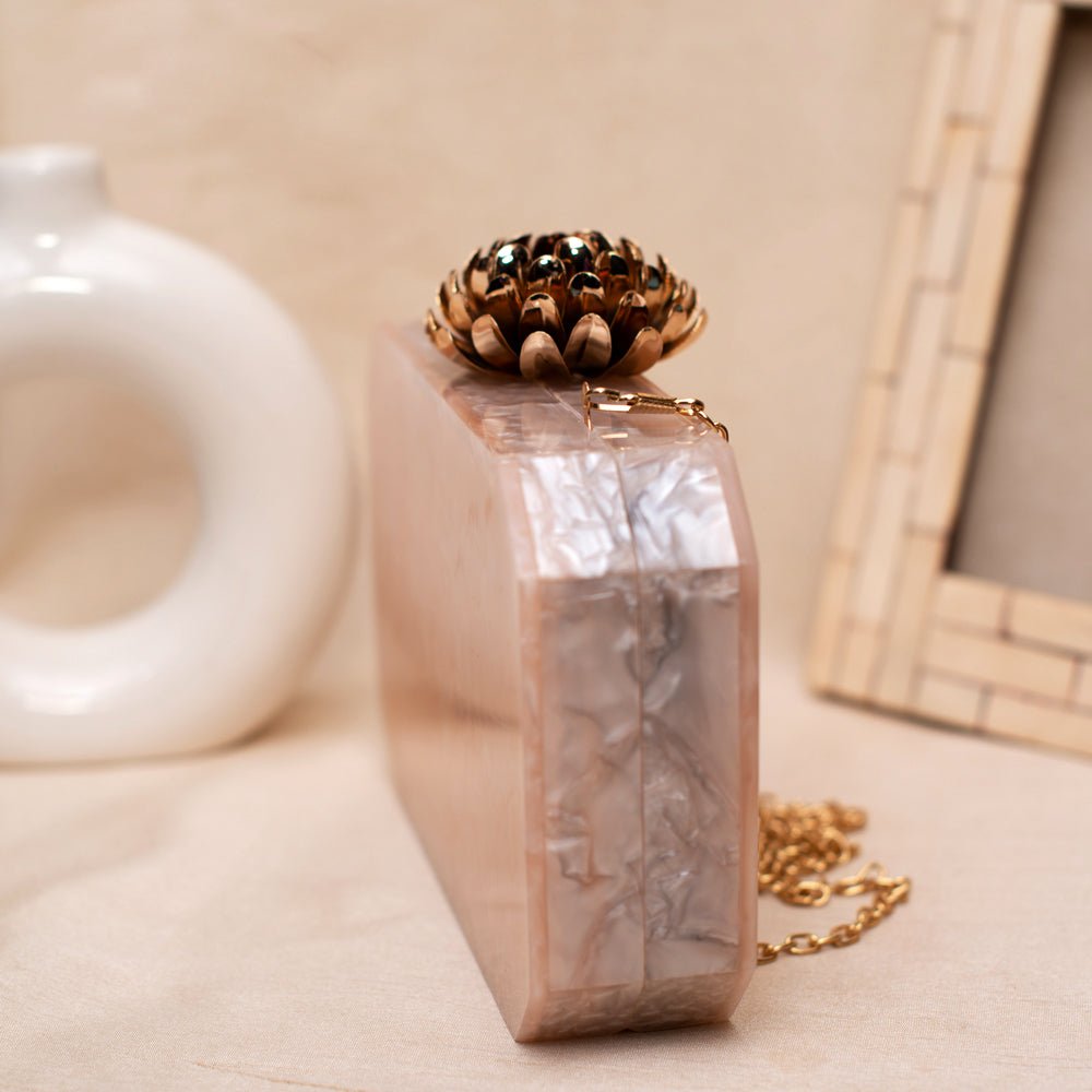 Artklim Baby Pink Stone Acrylic Clutch