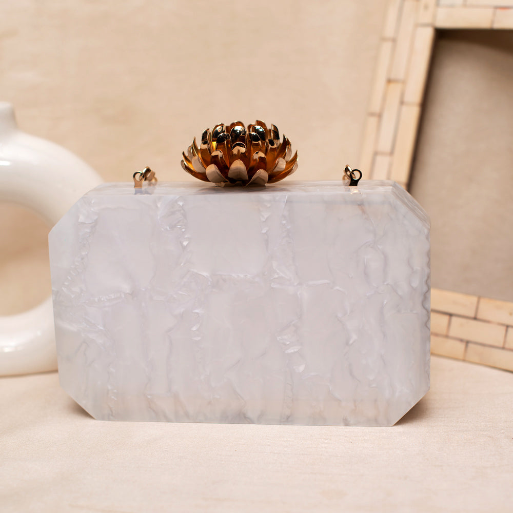 Artklim White Stone Acrylic Clutch