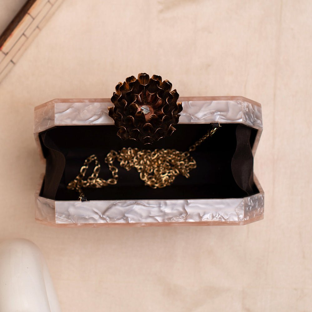 Artklim Baby Pink Stone Acrylic Clutch