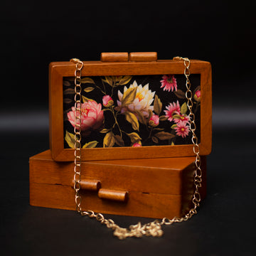 Artklim Floral Wooden Printed Clutch