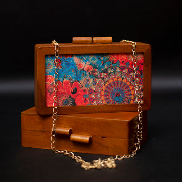 Artklim Multicolour Wooden Printed Clutch