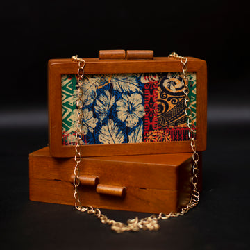 Artklim Multicolour Flower Wooden Printed Clutch