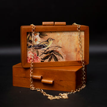 Birds Wooden Printed Clutch