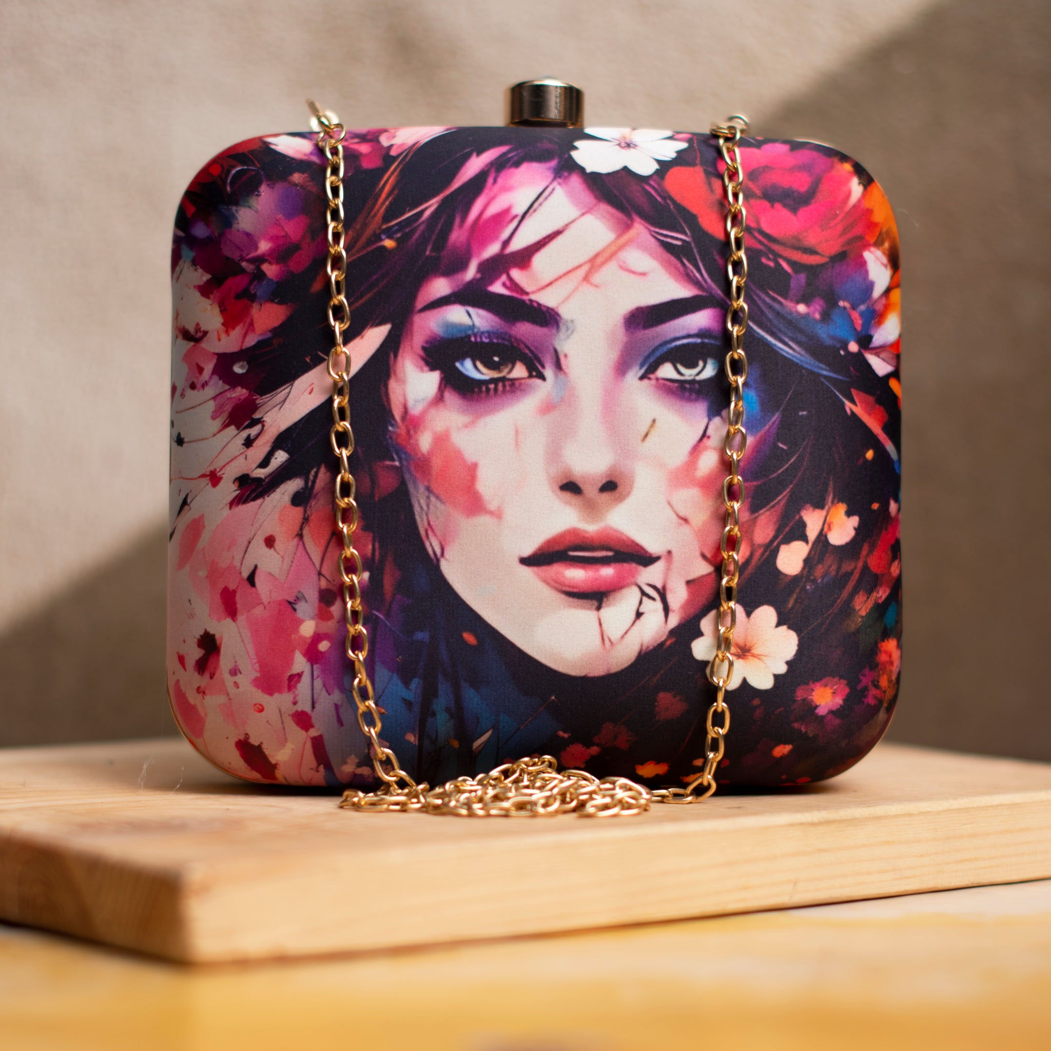 Artklim Girl Portrait Printed Clutch