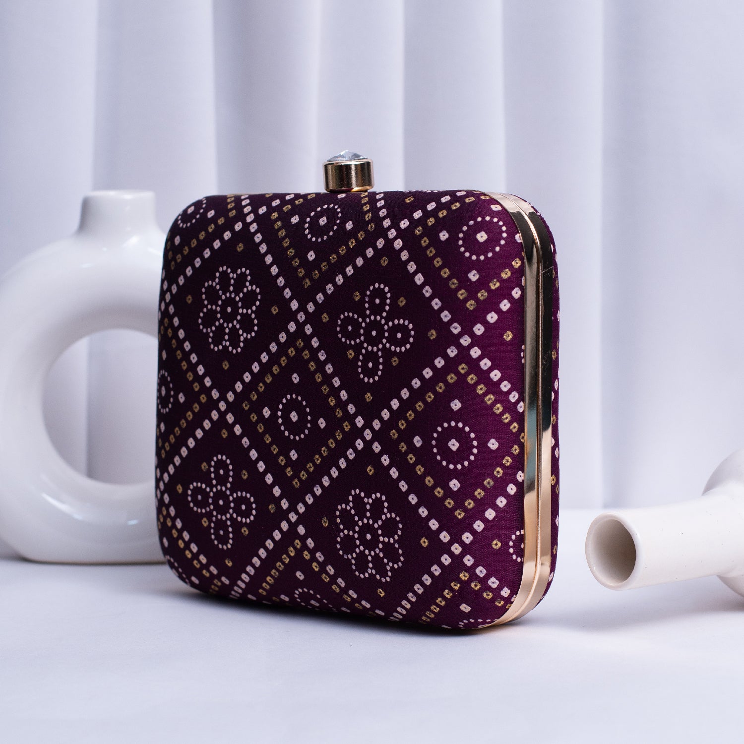 Artklim Purple Based Pattern Printed Clutch