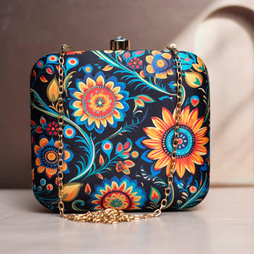 Artklim Blue Floral Printed Clutch