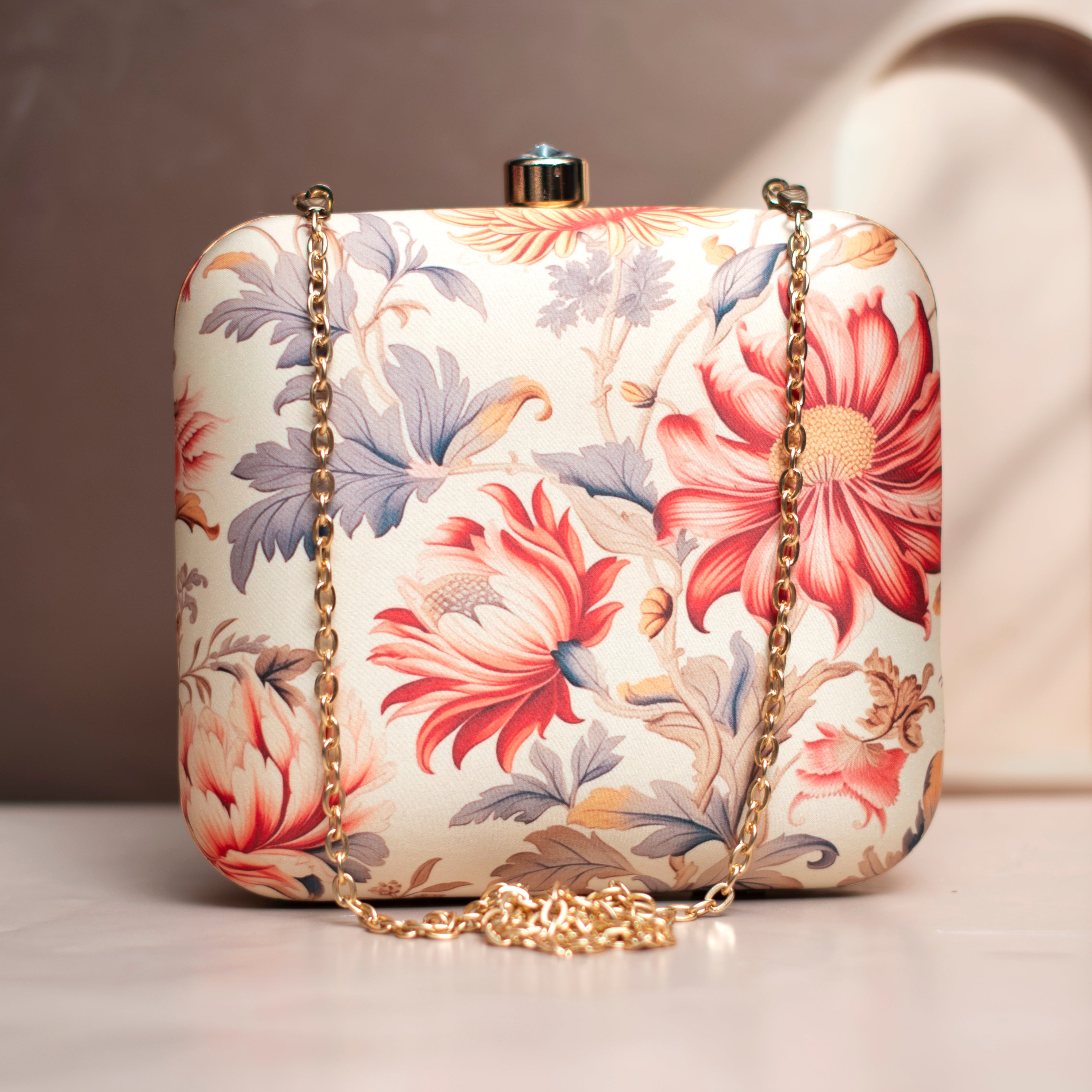 White floral clutch on sale bag