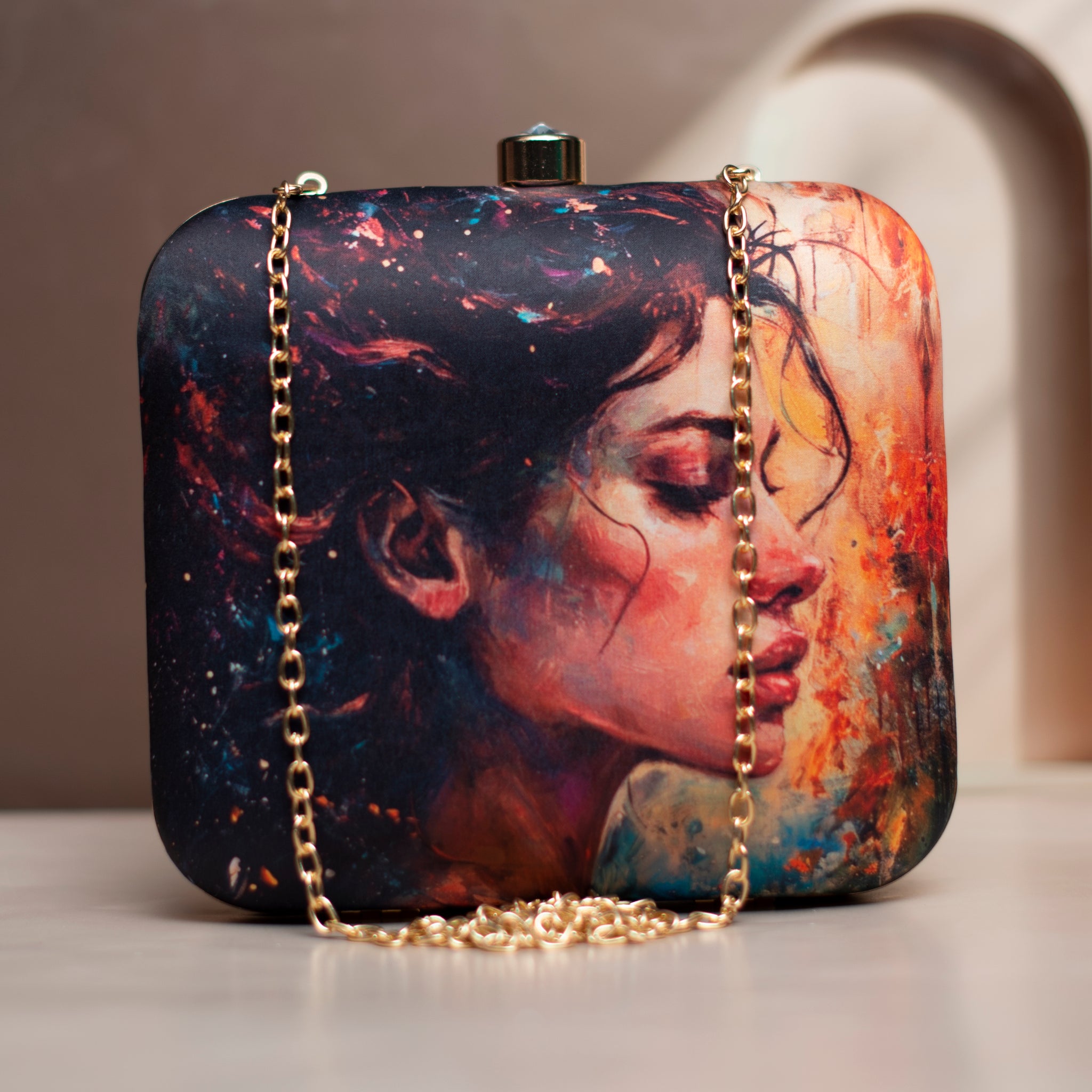 Gorgeous Women Portrait Printed Clutch