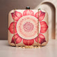 Biege And Red Flower Printed Clutch