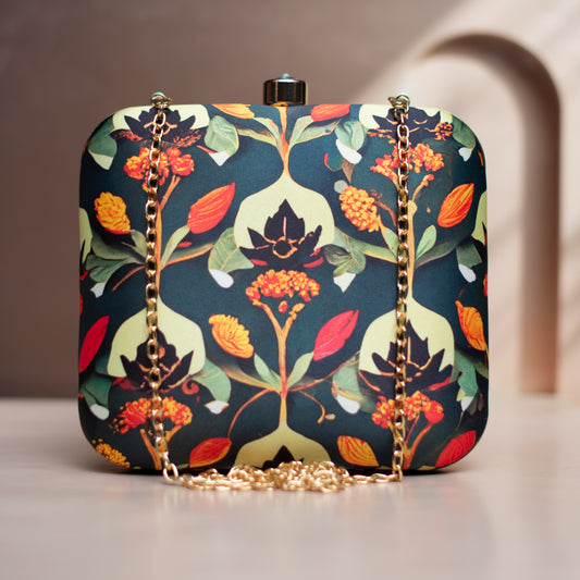 Patterned Floral Printed Clutch