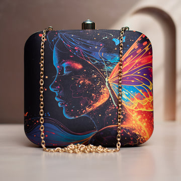 Multicolored Butterfly Women Printed Clutch