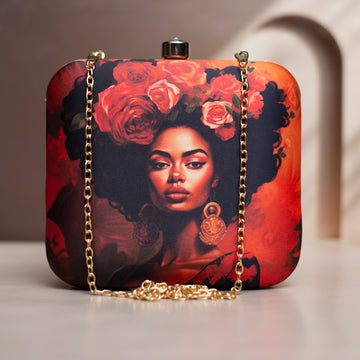 Afro Women Portrait Printed Clutch