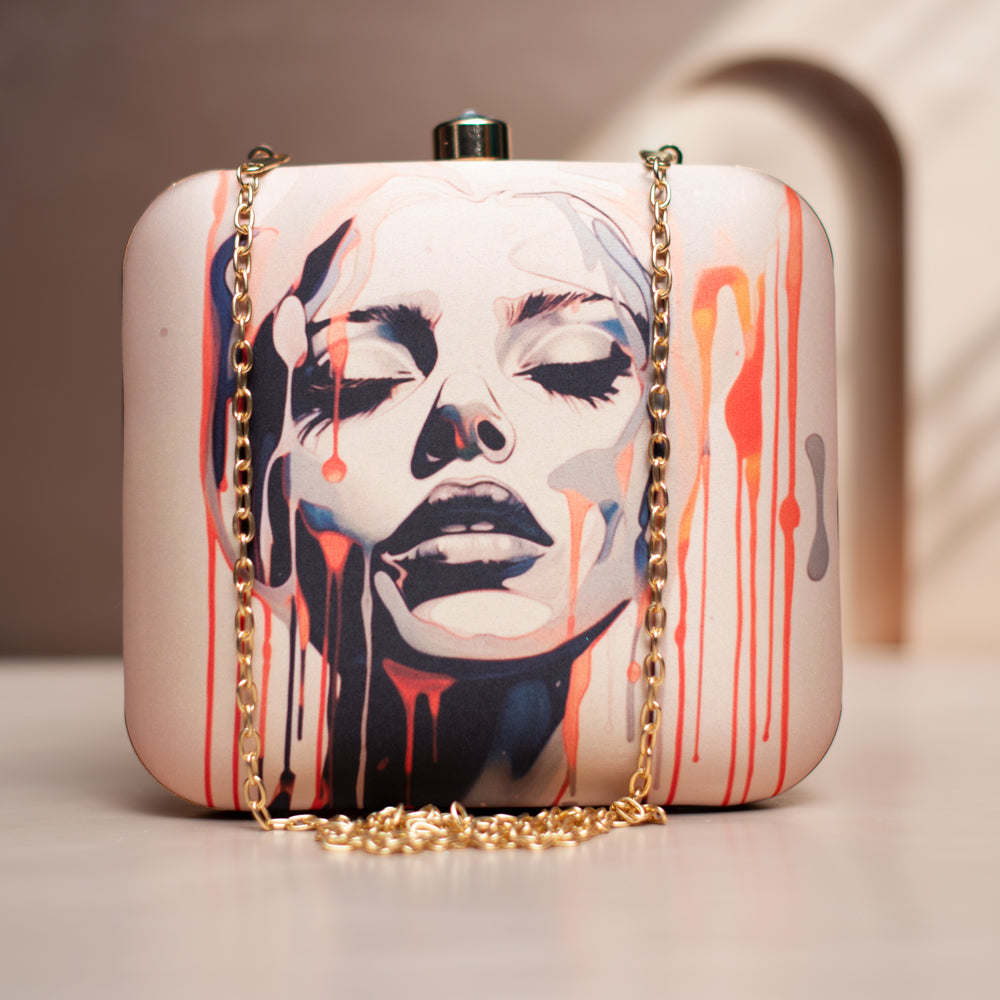 Feminine Features Printed Clutch