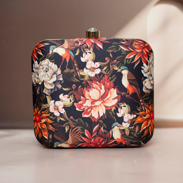 Artklim Bird and Flower Printed Clutch