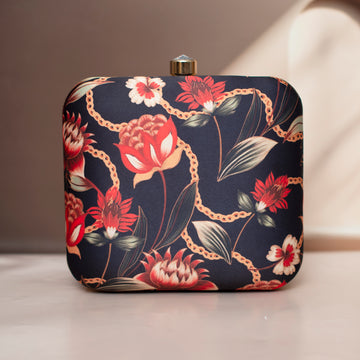 Artklim Black Floral Printed Clutch