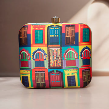 Artklim Doors Printed Clutch Bag