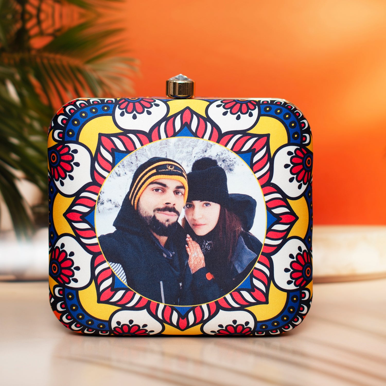 Artklim Blue Based Printed Customized Clutch
