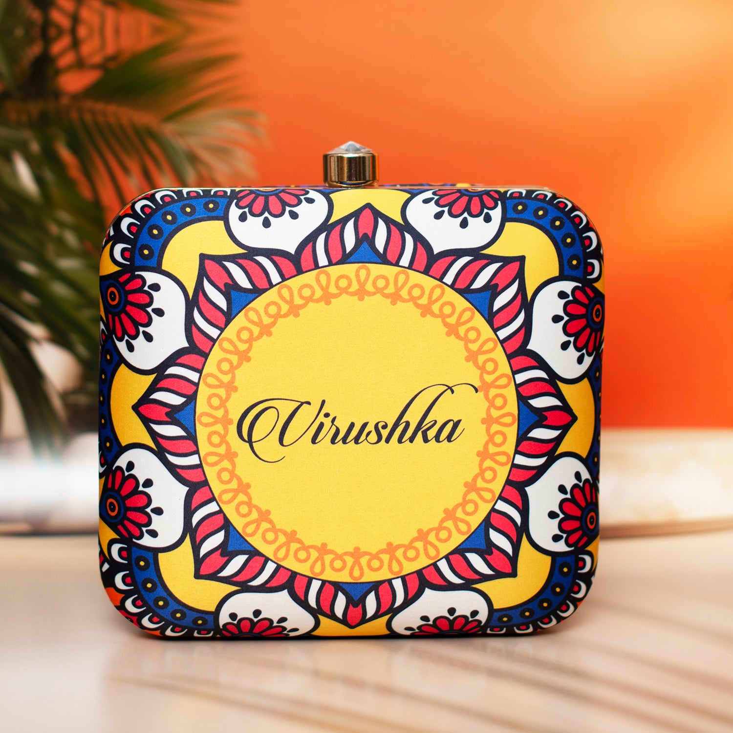 Artklim Blue Based Printed Customized Clutch