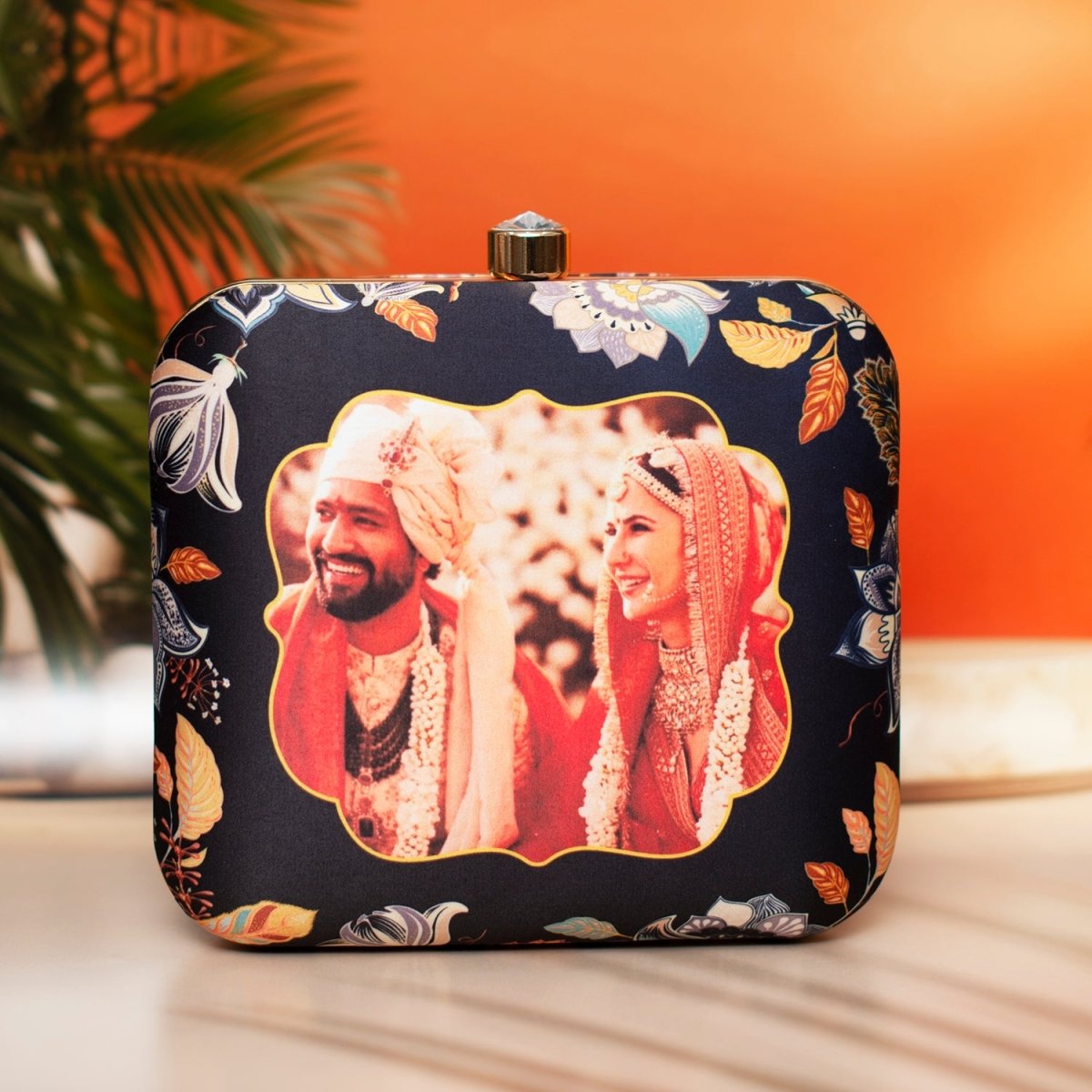 Artklim Black Based Printed Customized clutch