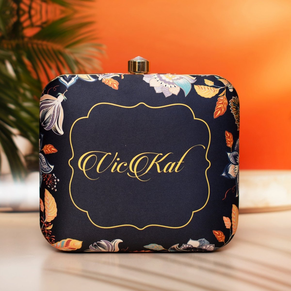 Artklim Black Based Printed Customized clutch