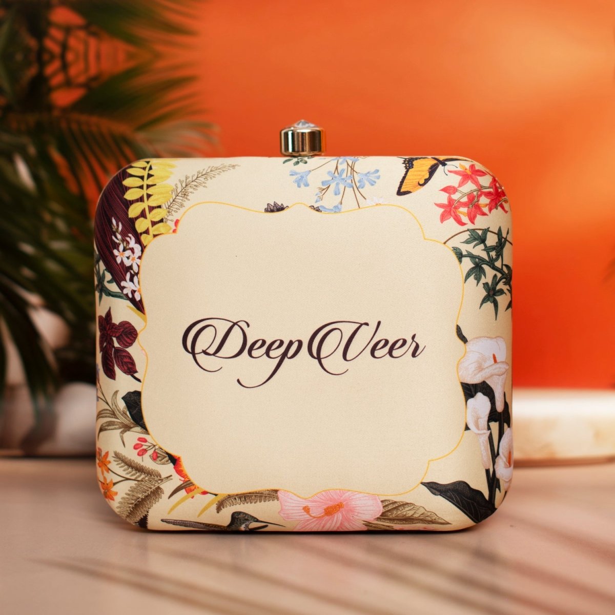 Artklim Cream Based Printed Customized clutch