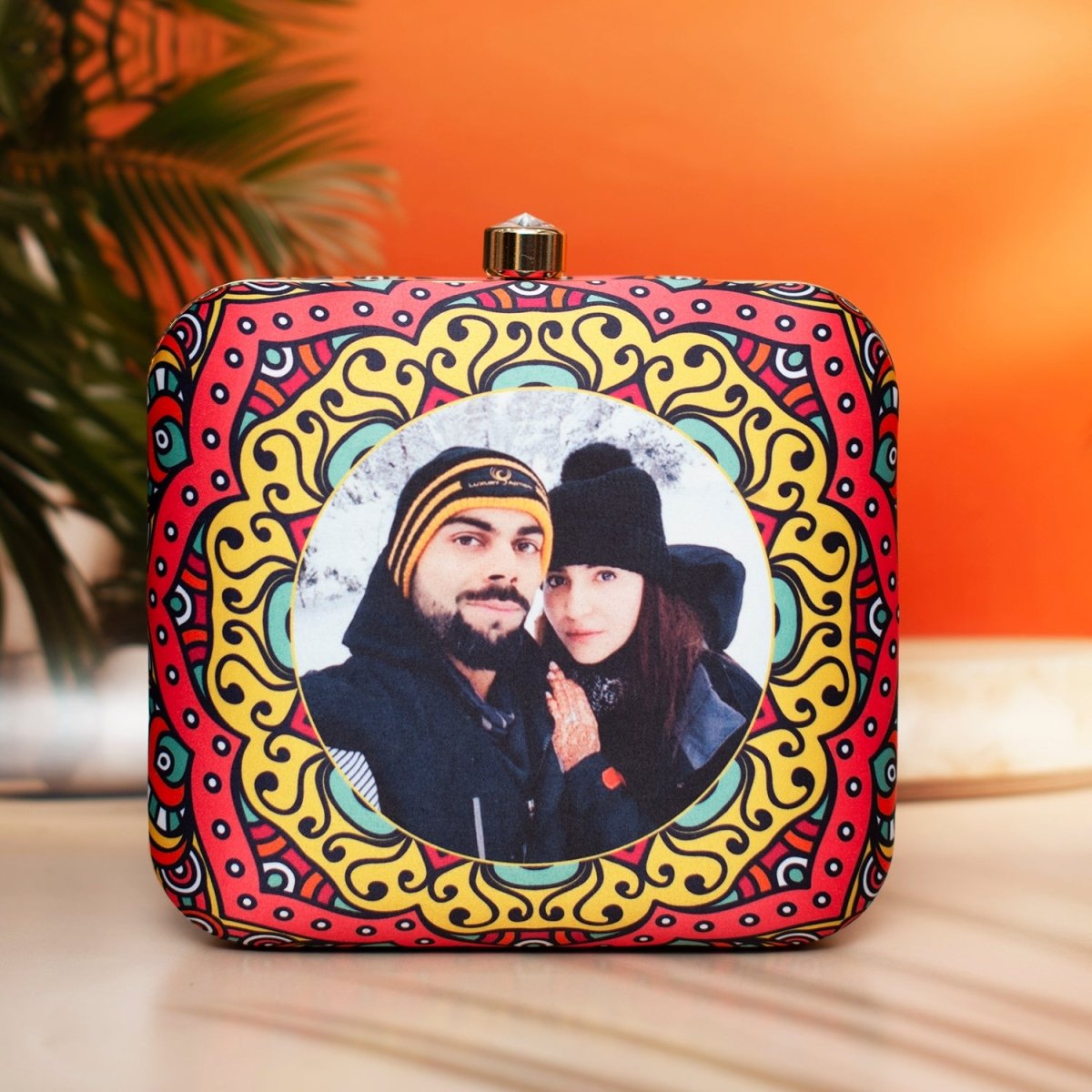 Artklim Red Based Printed Customized Clutch