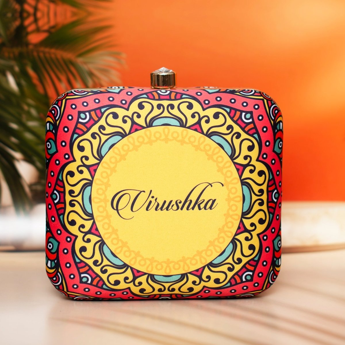 Artklim Red Based Printed Customized Clutch