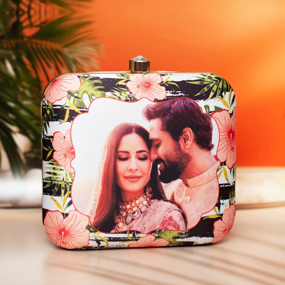 Artklim Black and White Based Floral Printed Customized Clutch