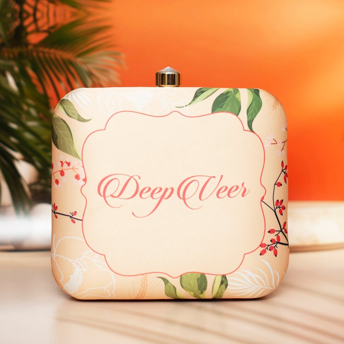 Artklim Beige Based Printed Customized Clutch