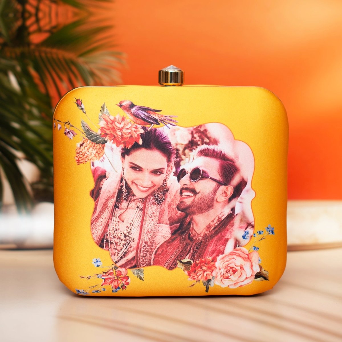 Artklim Mustard Based Printed Customized clutch