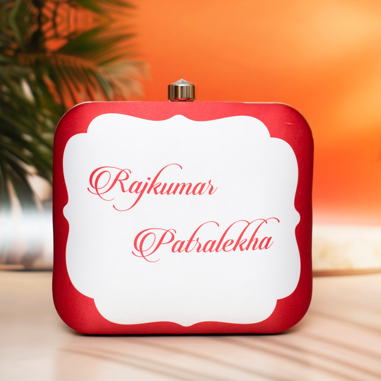 Artklim Red Based Portrait Customized Clutch