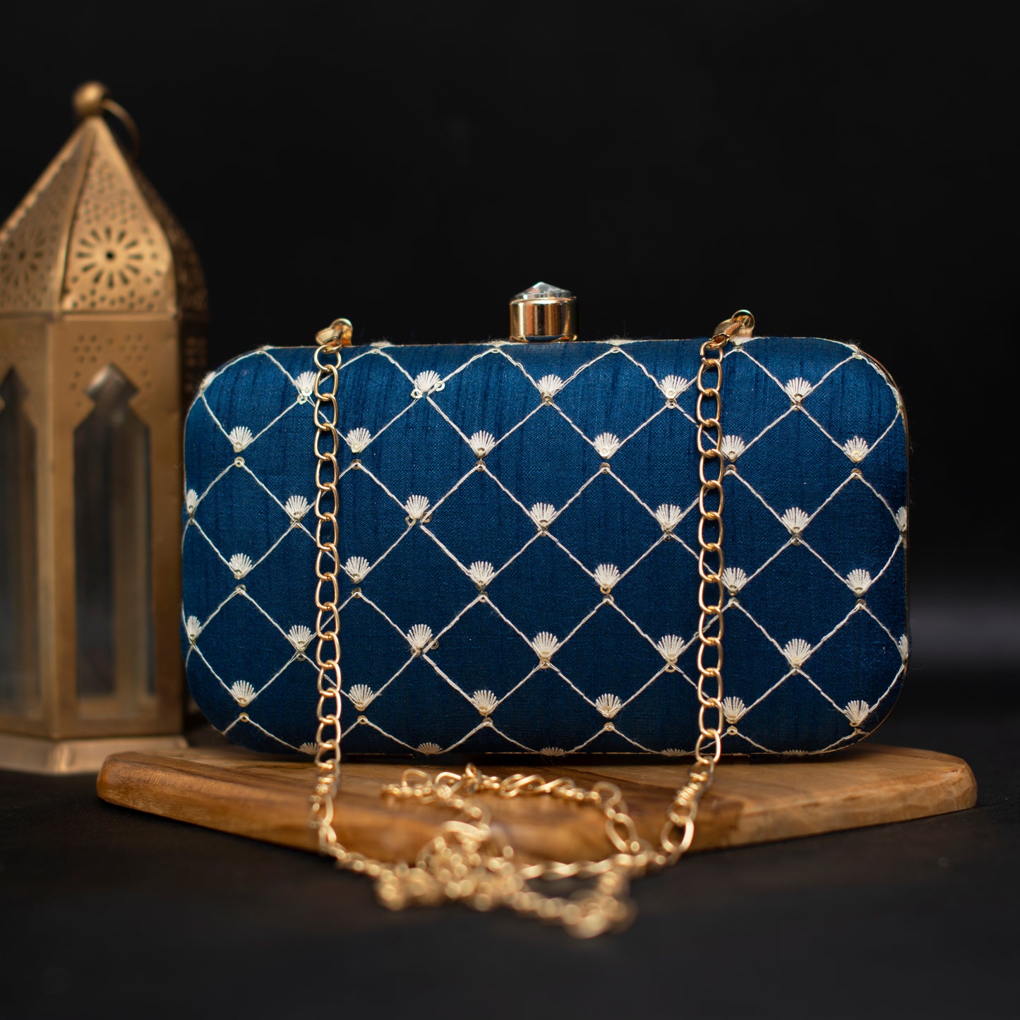 Artklim Royal Blue Color Clutch With Sequin