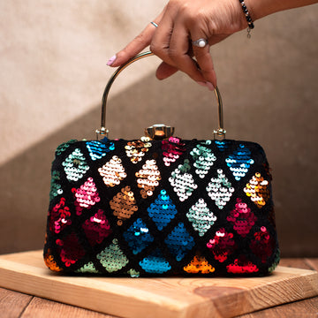 Multicoloured Embroidered Party Clutch