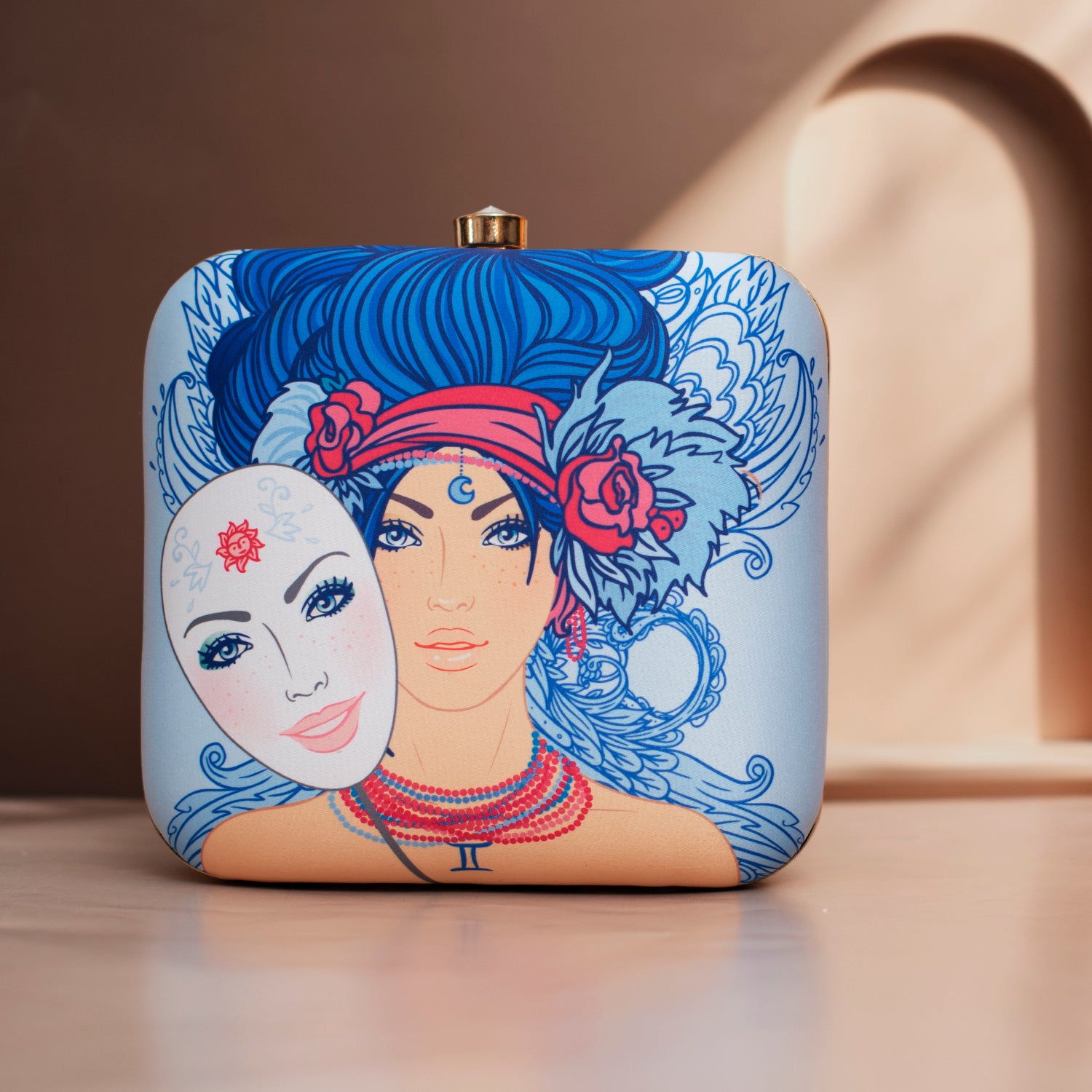 Gemini Sun Sign Blue Customized Clutch