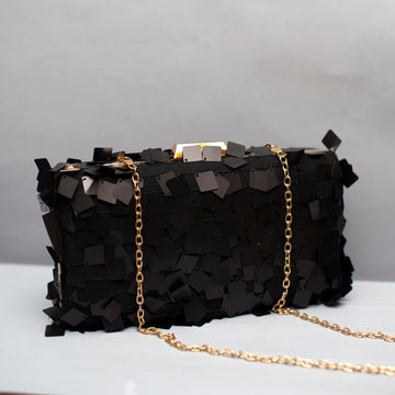 Chocolate Brown Embellished Sequins Party Clutch